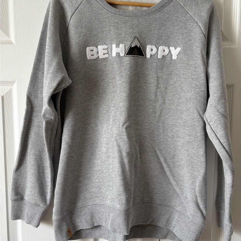 TenTree Be Happy Grey Crewneck Sweatshirt